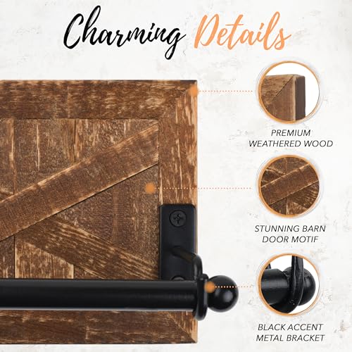 Autumn Alley Rustic Farmhouse Toilet Paper Holder - Farmhouse Bathroom Country Decor - Rustic Bathroom Accessories with Warm Brown Wood & Black Metal - Adds Western Decor Charm Autumn Alley