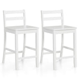 COSTWAY Wooden Bar Stools Set of 2, 24-Inch Counter Height Stools with Ergonomic Backrest & Footrest, Farmhouse High Dining Chairs for Kitchen Island, Pub, Cafe (2, White) COSTWAY