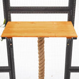 Outdoor Cat House, 68.5" H Large Wood Cat Catio with Double Enter Doors, DIY Pet Enclosure, 62.8" L x 32.2" W x68.5 H Balcony Cat Playpen with Platforms and Two Condos (Black Brown/97) JIVOIT