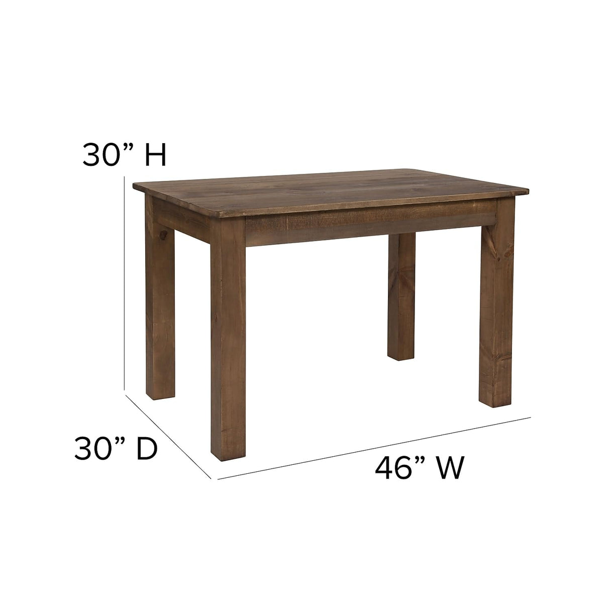 Flash Furniture HERCULES 46" x 30" Rectangular Antique Rustic Solid Pine Farm Dining Table Flash Furniture