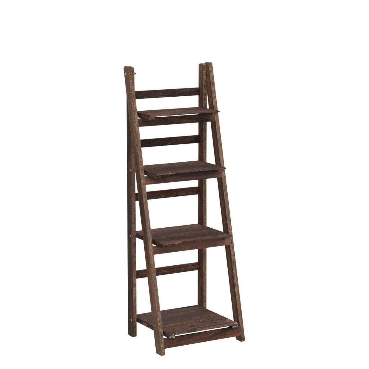 Milltown Merchants Ladder Shelf - Wooden Ladder Bookshelf - Leaning Bookshelf - Rustic Bookcase - Folding Bookcase (Dark Brown Ladder Shelf) Milltown Merchants
