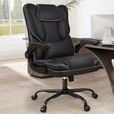 Ergonomic Office Chair with Flip-up Armrests 300lbs,Middle-Tall Computer Office Desk Chair with Lumbar Support,Executive Leather Chair with Rocking Function Adjustable Height for Home Office Box DesignLab