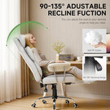 COMHOMA Big and Tall Gaming Chair with Pocket Spring Lumbar Support, Ergonomic Office Chair with Footrest, Executive Desk Chair with Outward Fixed Soft Armrests, Computer Chair with High Back, White COMHOMA