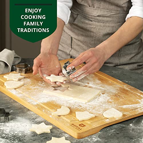 ROYAL CRAFT WOOD Bamboo Cutting Boards for Kitchen - Kitchen Chopping Board for Meat (Butcher Block) Cheese and Vegetables | Wooden Cutting Board ROYAL CRAFT WOOD