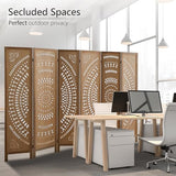 Asnefeli Wood Room Divider Wall and Folding Privacy Screen, 5.6 FT Tall Room Divider 6 Panel, Foldable Divider Panel, Environmentally Friendly Carved Privacy Divider for Home Bedroom Office (Brown) Asnefeli