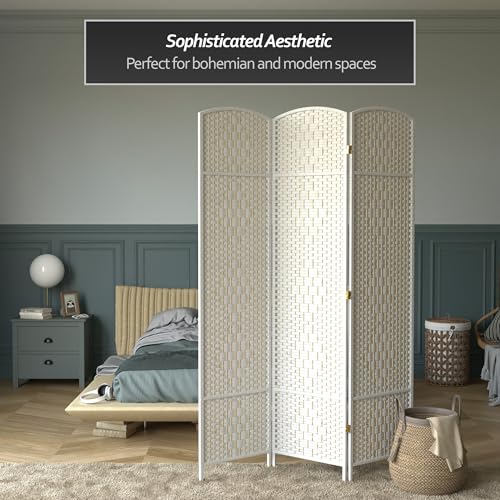 Red Lantern 7 ft. Tall Diamond Weave Room Divider - White - 3 Panels Red Lantern