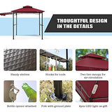 FAB BASED 5x8 Grill Gazebo, Outdoor BBQ Grill Patio Canopy with Extra Shadow & LED Lights, Barbeque Gazebo Canopy (Red) FAB BASED