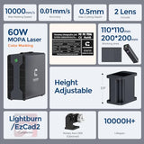 Cloudray 60W MOPA Fiber Laser Engraver, Color Marking, Metal Engraving with 2 F-Theta Lenses, 110x110mm, Laser Engraving Machine, 60,000mW, Class 2, Model CLM60F Cloudray