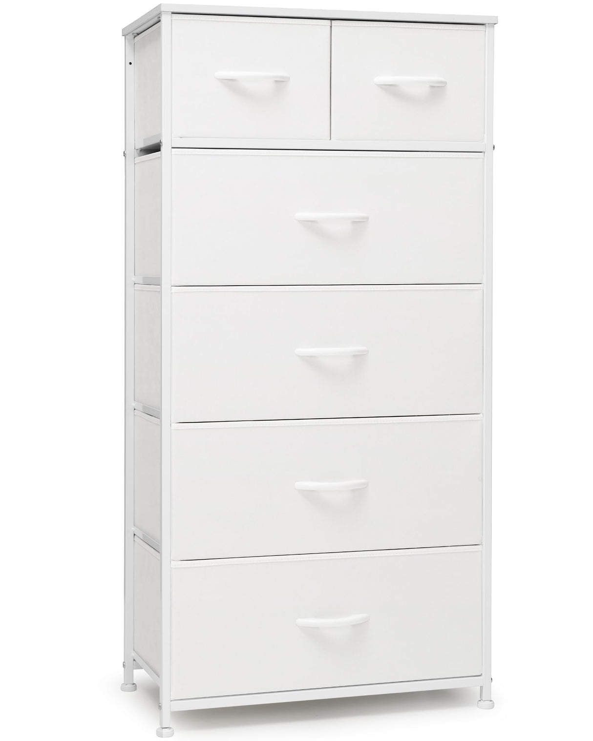 Crestlive Products Tall Dresser for Bedroom Vertical Skinny Dresser - Sturdy Steel Frame, Wood Top, Easy Pull Fabric Bins- Organizer Unit for Bedroom, Entryway, Closets - 6 Drawers (White) Crestlive Products