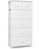 Crestlive Products Tall Dresser for Bedroom Vertical Skinny Dresser - Sturdy Steel Frame, Wood Top, Easy Pull Fabric Bins- Organizer Unit for Bedroom, Entryway, Closets - 6 Drawers (White) Crestlive Products