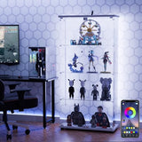 Casaphoria RGB Glass Display Cabinets, 4-Tier Display Cabinets with Glass Doors, Double-Doors Curio Cabinets, Toy Display Cabinets and Curio Cabinets for Collectibles Casaphoria