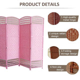 Generic 3/4/5 Panel Room Divider Screen| Hand-Woven Rattan Folding Privacy Protection Screen| Free Standing Decorative Separator for Home Office Bedroom Bathroom Dressing Room(Pink,60x30cm-3PCS) Generic