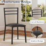 VECELO Small Round Kitchen Table with 2 Upholstered Chairs, 3-Piece Wood Dinette Sets with Steel Frame for Breakfast Nook, Dining Room, and Small Space, Brown VECELO