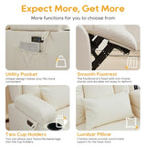 IPKIG Power Loveseat Recliner Sofa, Wall Hugger Reclining Chair with LED Lights, Side Pockets, Cup Holders, Massage & Heating, RV Recliners Couch Dual Sofa Reclinable, White