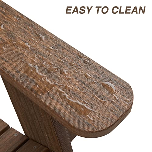 ACUEL Adirondack Chair Outdoor, Oversized Patio Chair Poly Lumber, Weather Resistant & Heavy Duty, Fire Pits Chair for Porch, Poolside, Lawn, Backyard and Garden, 350lbs Capacity (Light Brown) ACUEL