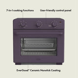 bella Air Fry Toaster Oven, 7 Preset Cooking Options, Dishwasher-Safe EverGood Coated Trays Included, 60-Minute Auto Shutoff w Audible Timer, Power Indicator Light, 1700 Watt, Plum BELLA