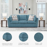Signature Design by Ashley Keerwick Scandinavian Sofa with 4 Toss Pillows, Blue Signature Design by Ashley