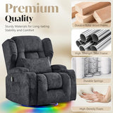 Power Swivel Rocker Recliner Chair for Adults, Dual-Motor Power Recliner with Independent Back & Footrest, Massage & Heat, 3-Sided Lights, USB, Cup Holder, Glider Rocking Chair for Living Room, Gray