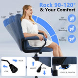 CLATINA Blue Cloth Office Chair Fabric Covered Desk Chair, Adjustable Height Swivel Chairs Ergonomic Executive Chair with Arms and Wheels Comfortable Upholstered 350 LBS CLATINA