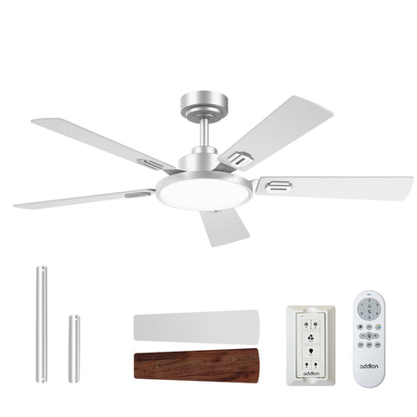 addlon Ceiling Fans with Lights, 52 inch Silver Ceiling fan with Light and Remote Control, Reversible, 3CCT, Dimmable, Noiseless, Ceiling Fan for Bedroom, Farmhouse, living room, Indoor/Outdoor Use addlon