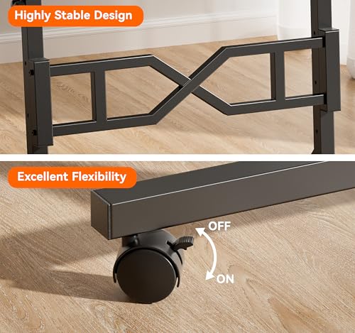 Oransail Small Standing Desk with Wheels, 29.5-45.3 Inch Adjustable Height, Portable Treadmill Desk, Rolling Computer Table for Walking Pad with a Cup Holder and a Hook Oransail