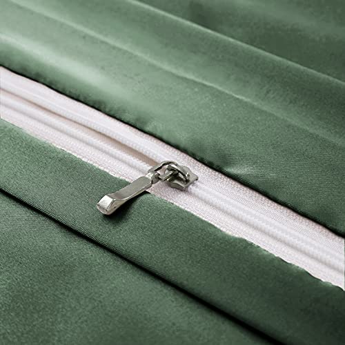 Ersmak 6 Pieces Satin Duvet Cover King Size Luxury Silky Bedding Duvet Cover Set with 1 Soft Duvet Cover, 4 King Pillowcases and 1 Body Pillowcase, Emerald Green Ersmak