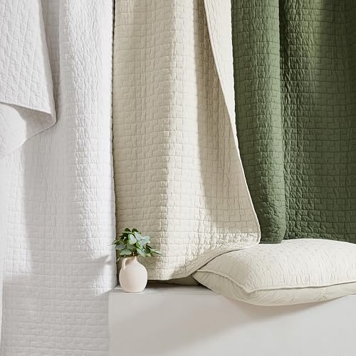 palassio Beige 100% Cotton Quilt Queen Size Bedding Sets with 2 Pillow Shams, Textured Lightweight Soft Bedspread Shabby Chic Coverlet, Neutral Quilted Comforter Bed Cover for All Season, 3 Pieces palassio