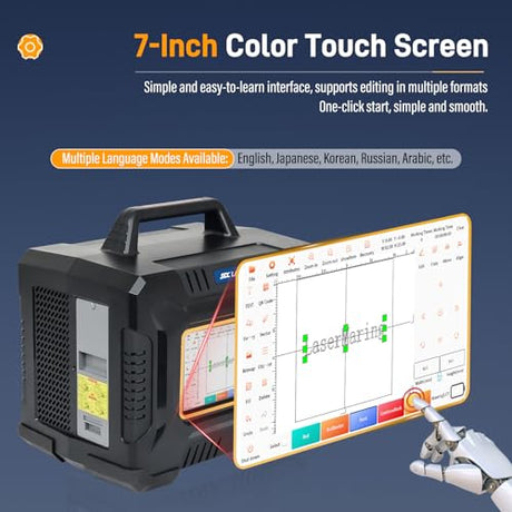 WTTTOOLS Handheld Fiber Laser Engraver 60W Laser Marking Machine MAX Portable Laser Marker Laser Engraving Machine with 150*150mm Lens Battery/AC Dual Power for Metal Non-Metal Material Class 1 0.39mW WTTTOOLS