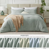 CozyLux Twin/Twin XL Comforter Set Dorm Bedding - 2 Pieces Sage Green Twin Extra Long Soft Luxury Cationic Dyeing Comforter for College, Breathable Boho Bed Sets with 1 Comforter and 1 Pillow Sham CozyLux