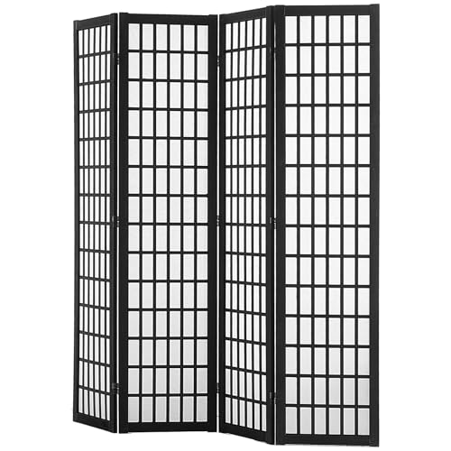 VEVOR Room Divider, 4 Panel Japanese Room Divider, Wood Folding Privacy Screen Indoor, Japanese Partition Dividers Portable Decoration Screens, for Room Separation Home Office Restaurant & Bedroom VEVOR