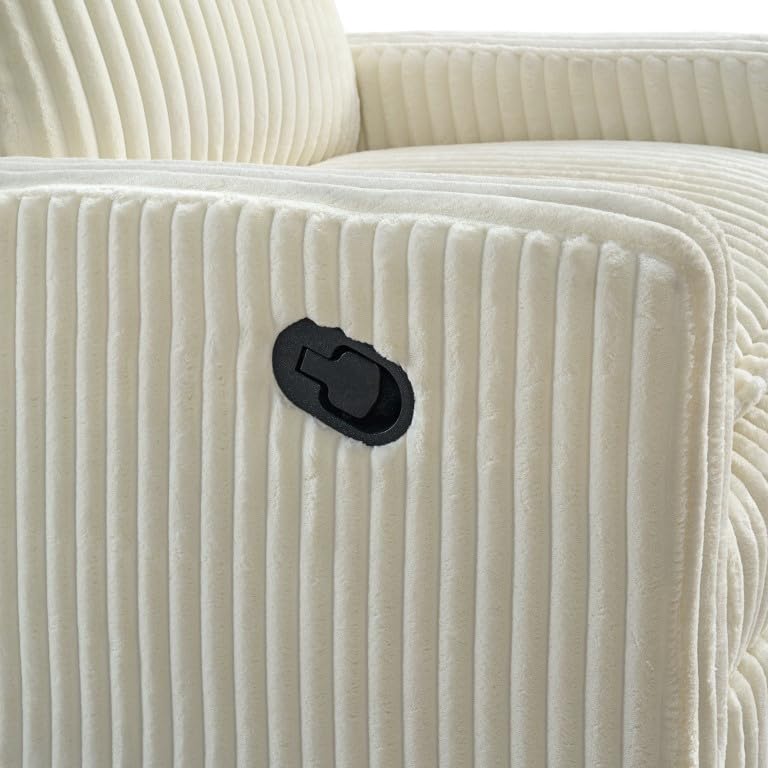 Oxford Baby Uptown Upholstered Swivel Glider and Recliner Nursery Chair - Corduroy, Pearl White Oxford Baby
