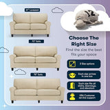 Serta Copenhagen Rolled Arm Sofa, Easy Care Polyester, Soft Pillow Back, Pocket Coil Seat Cushions, Removable Covers, Couch for Small Spaces, Living Rooms or Bedrooms, 61" Loveseat, Tan Serta