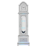 Acme Noralie Wood Frame Grandfather Clock with LED in Mirrored and Faux Diamonds Acme