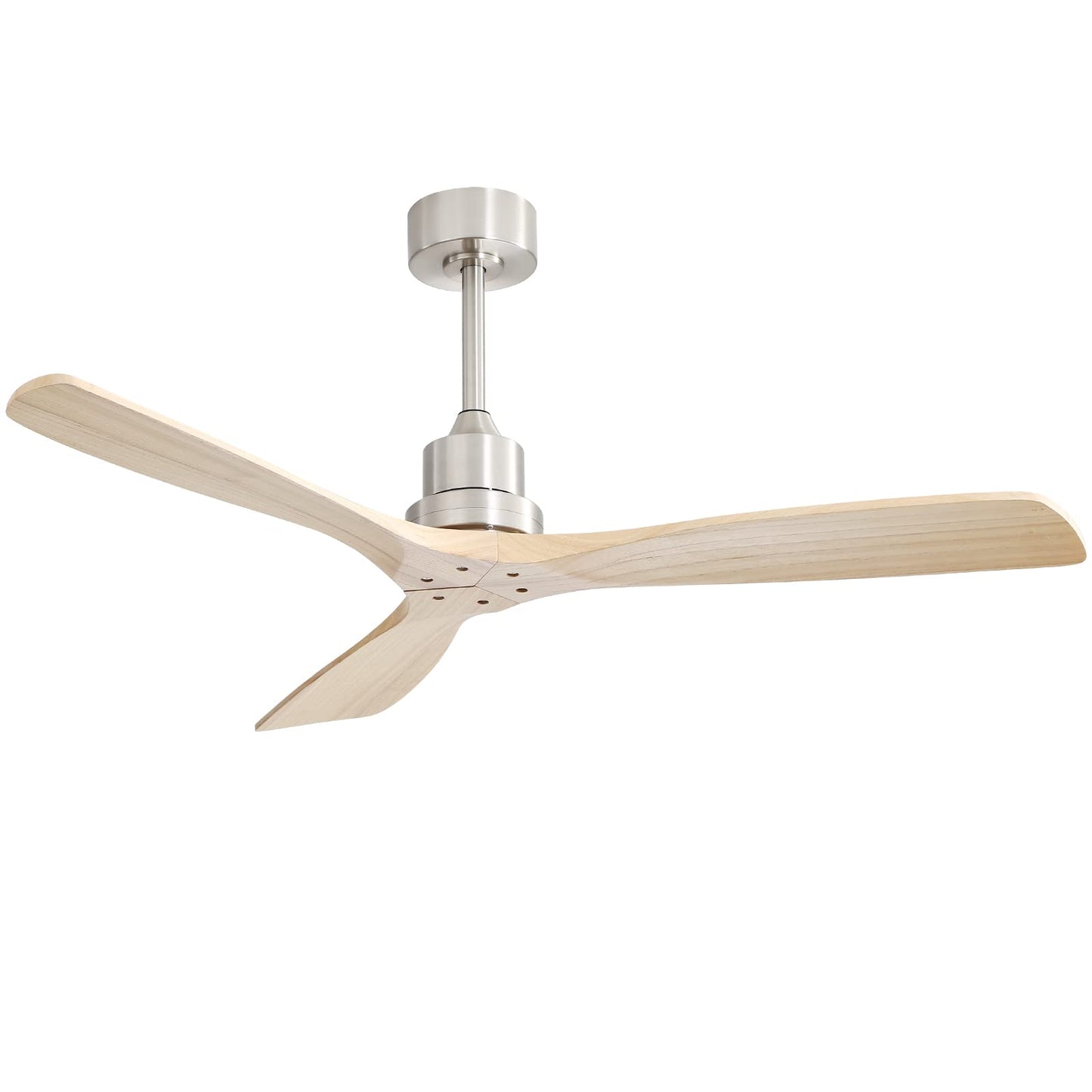 Sofucor 52 Inch Ceiling Fan with Remote, 3 Blade Carved Wood Fan Without No Light, Modern Ceiling Fan for Indoor Outdoor Bedroom Living Room Patios Farmhouse, Reversible DC Motor