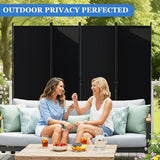 SUNALLY Room Divider 6FT Folding Privacy Screens with Lockable Wheels, 4 Panel Room Partition for Room Separator, 88" W Freestanding Portable Fabric Wall Dividers for Home Dorm Studio Office, Black SUNALLY