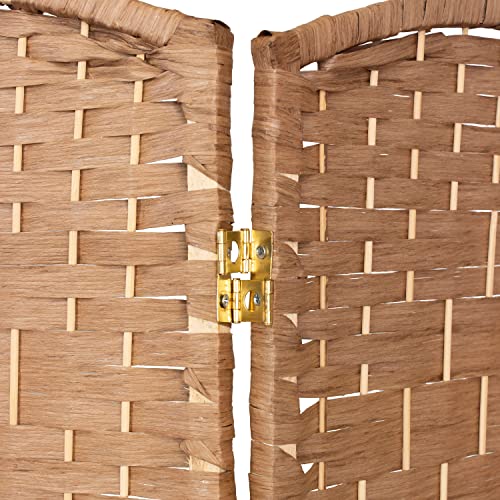 Red Lantern 2 ft. Short Diamond Weave Fiber Folding Screen - Natural - 4 Panel Red Lantern
