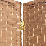 Red Lantern 2 ft. Short Diamond Weave Fiber Folding Screen - Natural - 4 Panel Red Lantern
