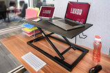 Luxor Height Adjustable Portable Pneumatic Standing Desk Converter, Stand Up Desk Riser, Tabletop Computer Workstation - Black Luxor