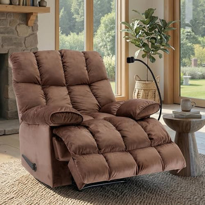 Chizzyseat Manual Adjustable Oversized Recliner Chair with Phone Holder, Extra Large Recliner for Heavy Duty Adults 400lbs, Big Man Recliners for Living Room, Nursery, RV