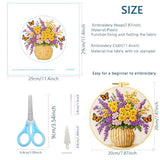 Zhenqing Flower Basket Embroidery Kit for Beginners, Pre-Printed 29x29cm Cotton Fabric with 20cm Hoop, Garden Design with Butterflies (JC0047