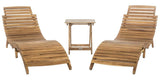 SAFAVIEH Outdoor Collection Pacifica Natural Brown Solid Wood/Beige Cushion 3-Piece Chaise Lounge Set with Table (PAT7020B) Safavieh