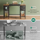 Huuger 47 Inch Computer Desk with 4 Drawers, Office Desk with Mesh Shelf, Gaming Desk, Large Storage, Writing Desk Work Desk for Home Office, Study, Bedroom, Work from Home, Rustic Brown and Black Huuger