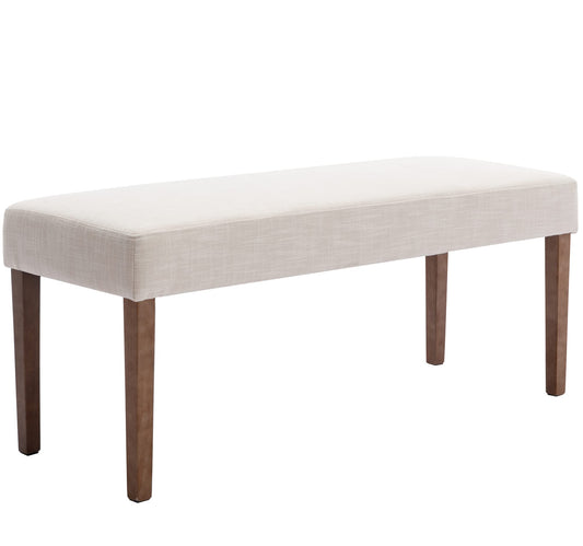 Wahson Farmhouse Linen Upholstered Dining Bench, 45" Long Dining Room Bench Seat with Natural Wood Legs, Beige