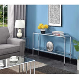 Convenience Concepts Nadia Chrome Console Table 47.25" - Contemporary Modern Sofa Table with Storage Shelf, Narrow Minimalist Entryway Hall Table for Living Room, Bedroom, Bathroom, Glass/Chrome Convenience Concepts