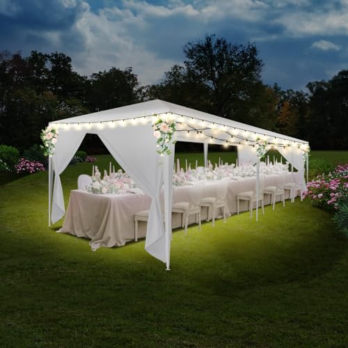 HOTEEL 10x30 Party Tent Outdoor Canopy Tent with Removable Sidewalls, White Tents for Parties Waterproof for Patio Gazebo Shelter Carpas Wedding Events BBQ Hoteel