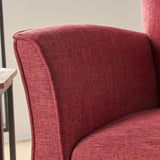 LOPOO Traditional Armchair with Tweed Upholstery and Curvy Retro Arms, Comfortable Seating for Living Room, Red LOPOO