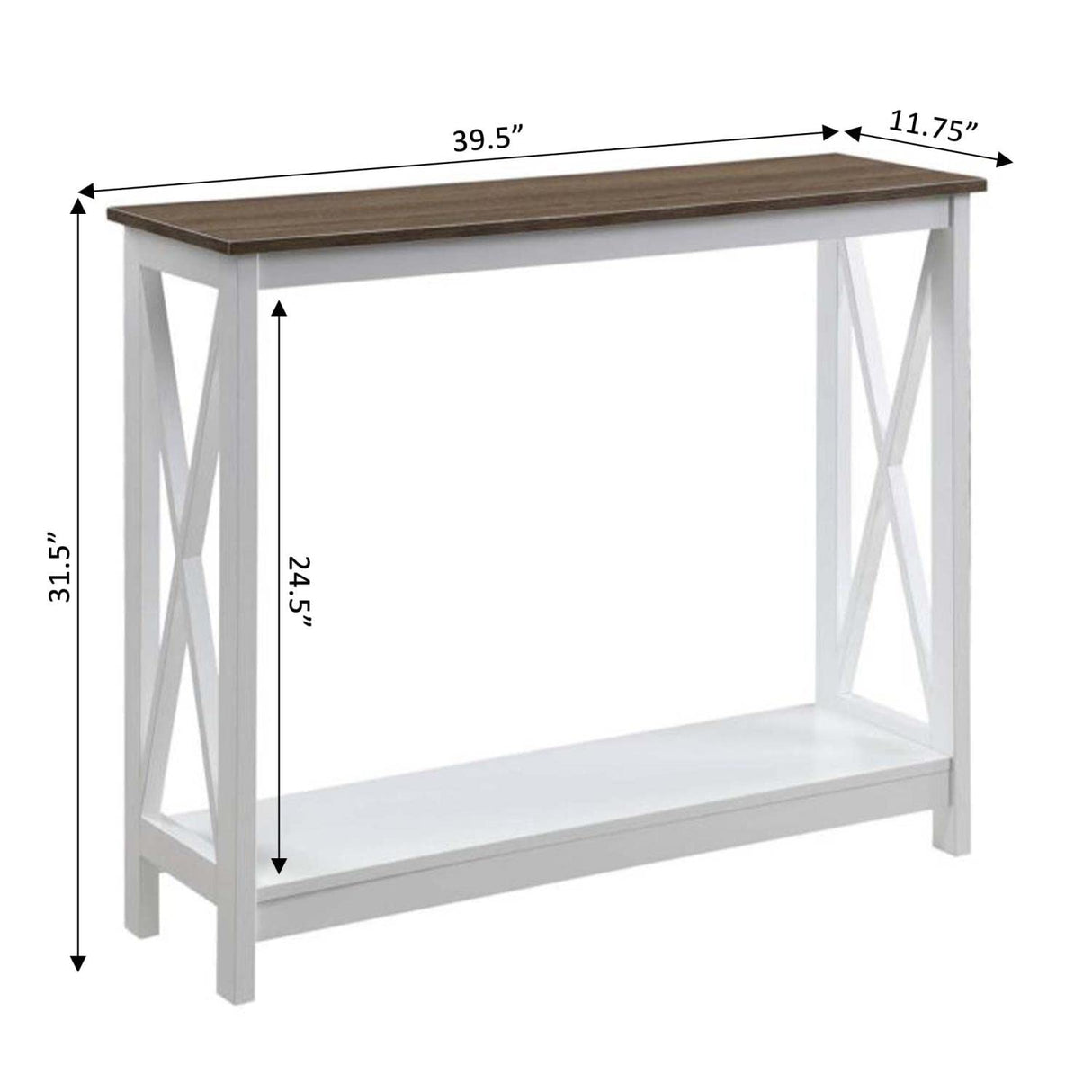 Convenience Concepts Oxford Console Table with Shelf, Driftwood/White Convenience Concepts