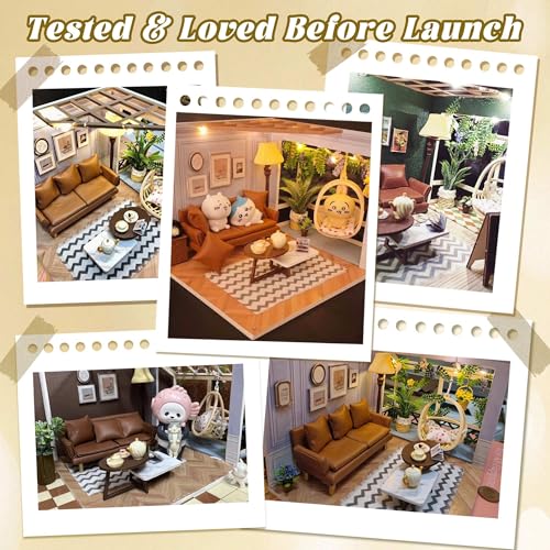 Flever DIY Miniature House Kit, Tiny Home Kit with LED Light, Mini House Build Craft Kits for Adults and Teens, Home Decor Creative Gift for Family/Friends(Warm Moment)