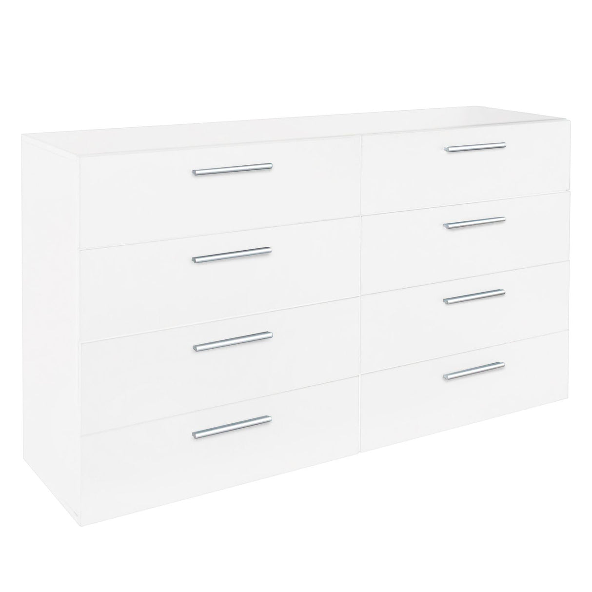 Karl home White Dresser for Bedroom, Wood 8 Drawer Dresser Chest of Drawers, 55 Inch Dresser Bedroom Furniture, Large Dresser Storage Chest with Deep Drawers, TV Stand, 55.1" X 15.7" X 31.5" Karl home