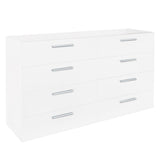 Karl home White Dresser for Bedroom, Wood 8 Drawer Dresser Chest of Drawers, 55 Inch Dresser Bedroom Furniture, Large Dresser Storage Chest with Deep Drawers, TV Stand, 55.1" X 15.7" X 31.5" Karl home